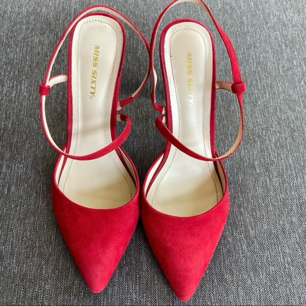 Miss Sixty red leather strappy heels sz 8.5